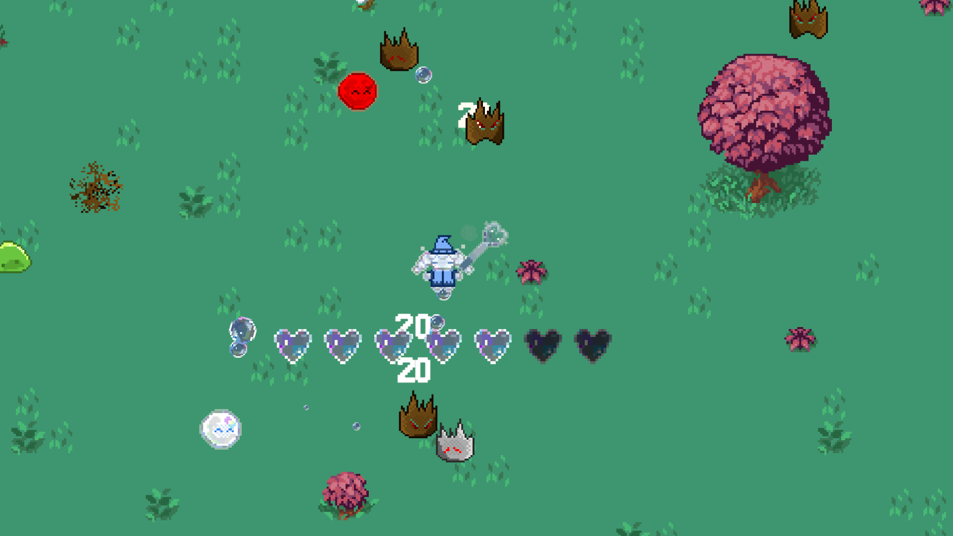 Bubble Hero mechanics - Fast-paced wave survival combat against corrupted elementals